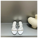 2025 Women's Summer New Fashion Square Toe Simple Solid Color Slippers Outdoor Peep Toe Casual Banquet Party Women Sandals Mujer