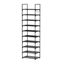 Shoe Rack 10 Tier Shoe Storage Organizer Metal With Hooks Fit 20-25 Pairs Shoes Easy Assembly, Space-Saving.