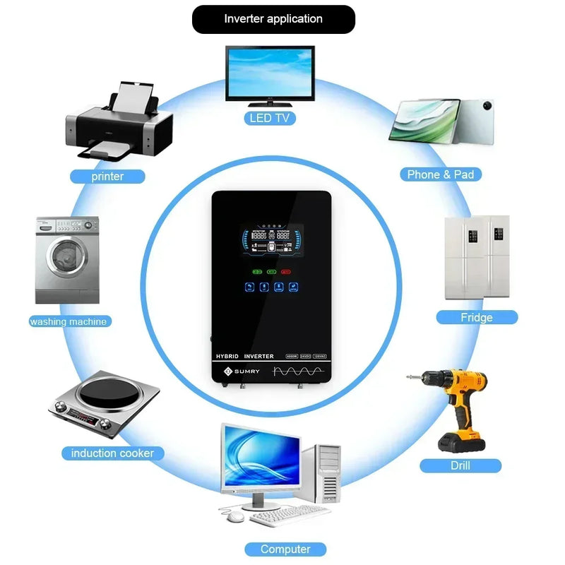 SUMRY 4KW 4.5KW 6.5KW  Off Grid Solar Inverter 24v 110/120v/230VPure Sine Wave MPPT Solar Charge 55-350VDC LCD Hybrid Inverter