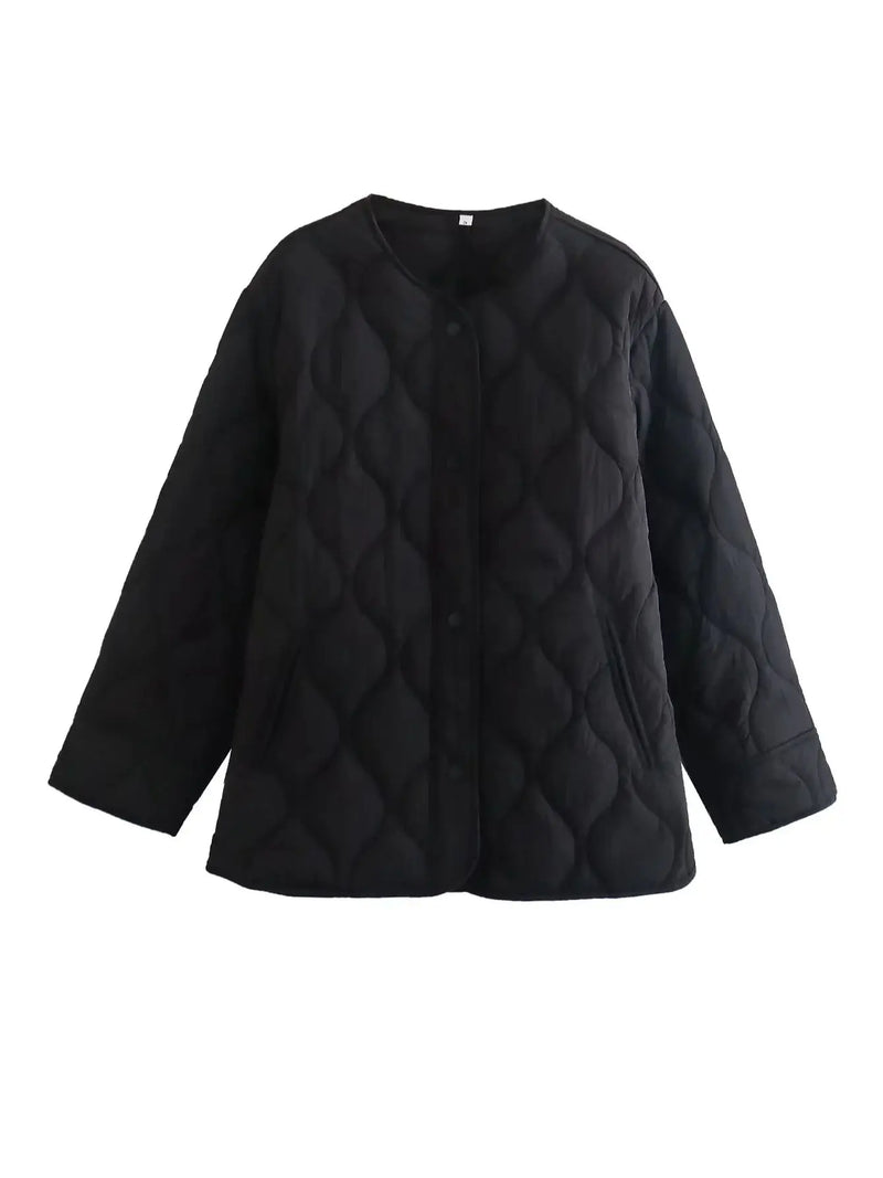 TRAFZA Streetwear Armygreen Oversized Long Jackets Women Long Sleeve O Neck Single Buttons Autumn Winter Coats Casual Outwears