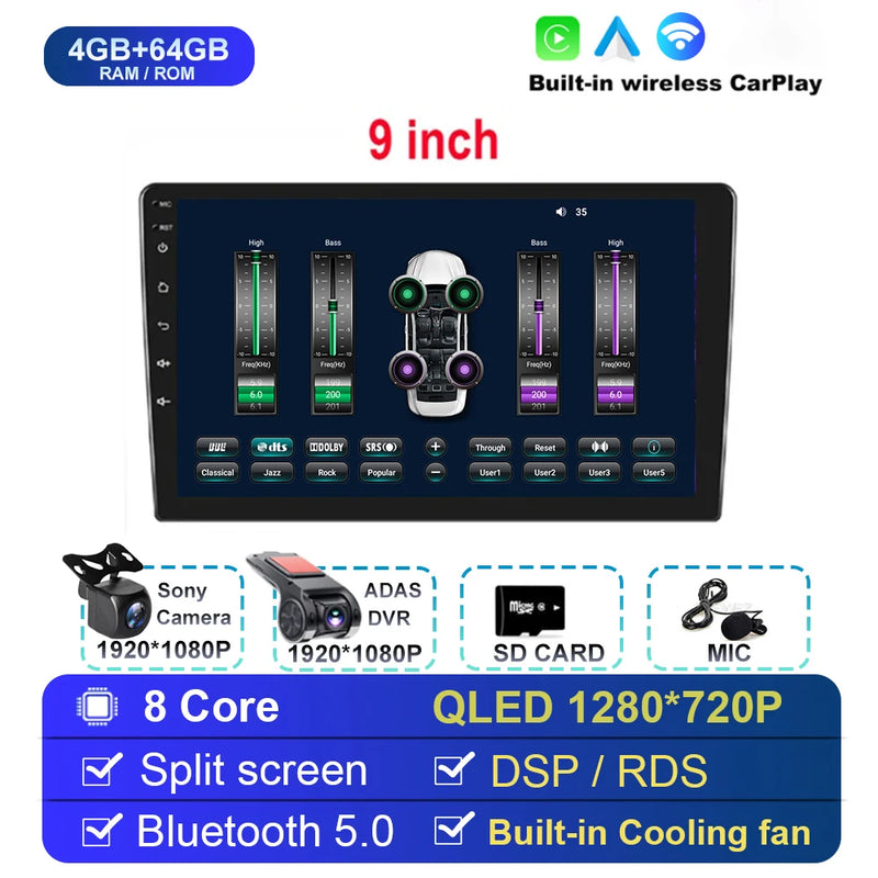 Android 14 For Univers Car Radio 2 Din Apple Carplay Automotive Multimedia Player GPS Android Auto IPS Screen RDS DSP Car Stereo