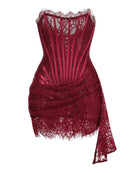 The Lace Hour | Strapless Lace-Panel Sheath Mini Dress