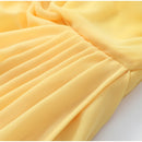 The Aurelian | Butter Yellow Mesh Strapless Pleated Evening Gown