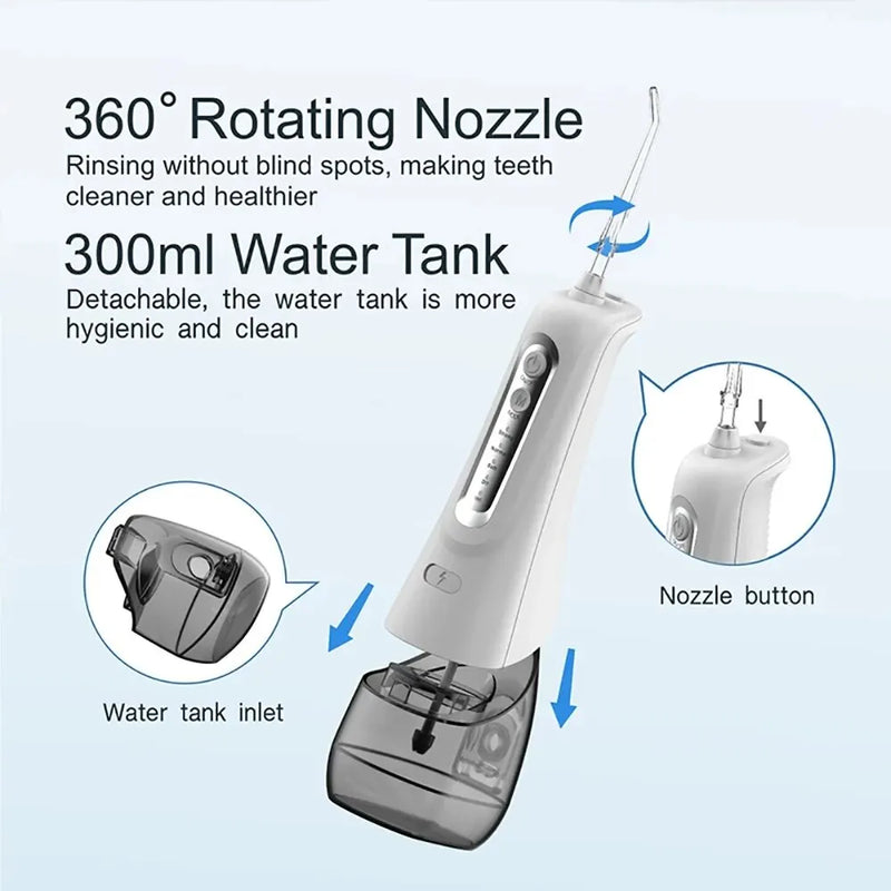 4 Modes Powerful Irrigator Dental Water Flosser Jet Pick Mouth Washing Machine Shower 30-140psi Floss For Teeth Toothpick