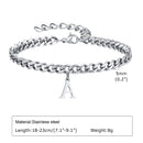 Vnox A-Z Initial Bracelets for Men Women, Never Fade Silver Color Stainless Steel Cuban Chain Bracelet with 26 Letter Alphabet