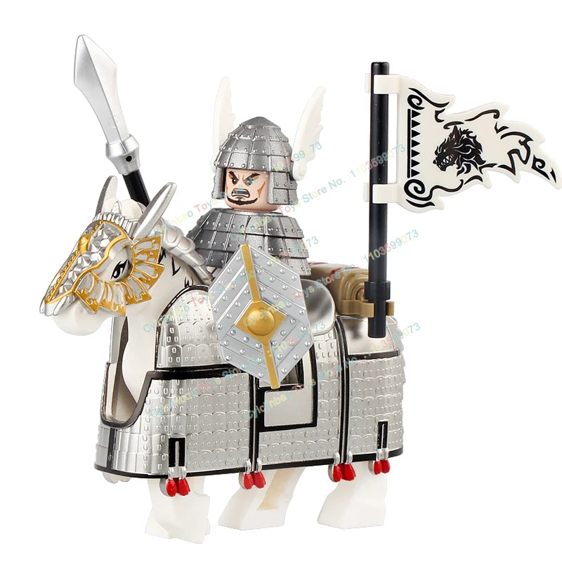 Medieval Knight Stormwind City Guard Reloaded Golden Horse Silver Horse Action Figures Building Blocks Accessories Toys DT8902