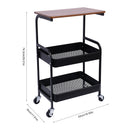 Bymaocar 3-stöckiger mobiler Laptop-Druckerwagen Tisch mit Rollen Scannerregal Computer-Schreibtisch Räder Büromaterial Ständer Halter