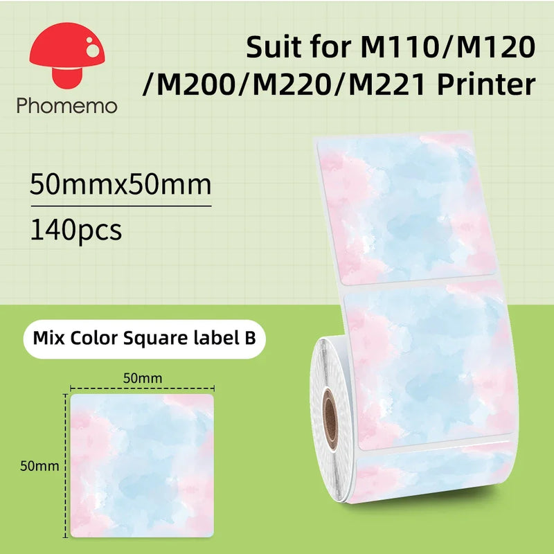 Phomemo Mini Printer Thermal White/Color/Round/Transparent Sticker Self Adhesive Waterproof Sticker For M110 M220 M221 M120 M200