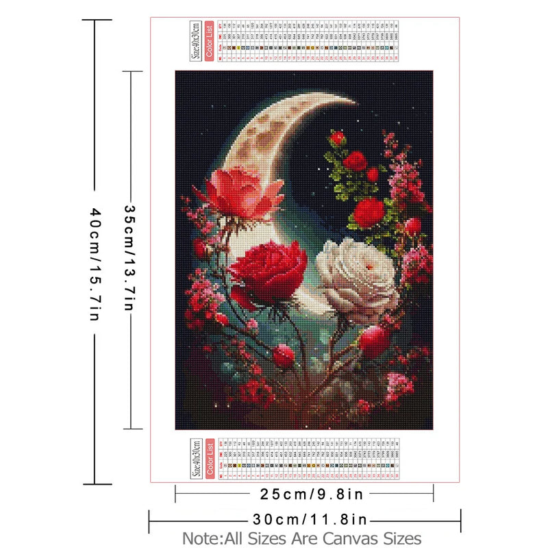 AZQSD 5d Diamond Painting Moon Landscape Full New Embroidery Rose Flower Home Decoration Diy Crafts Needlework Rhinestones Gift