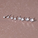 INZATT Real 925 Sterling Silver Round Zircon Stud Earrings For Women Classic Fine Jewelry Minimalist Ear Piercing Accessories