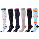 6 PAIRS Compression Socks Flowers Animal Fruit for Men Women Running Nurse Socks Nurses Sport Ladies Lady Womens Running