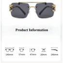 Fashion Metal Leopard Rimless Sunglasses Double Bridges Gradient Ocean Film Shades