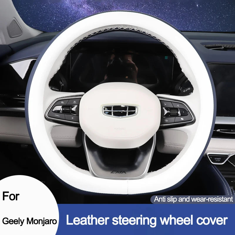 Suitable for Geely Monjaro 2021-2024 Car Steering Wheel Cover All Season Anti Slip Sports Leather Handle Cover