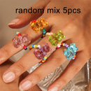 Neue koreanische bunte böhmische kleine Blumenringe Sets handgefertigte Perlen-Fingerringe für Frauen Mädchen Sommer Strand Schmuck Geschenke