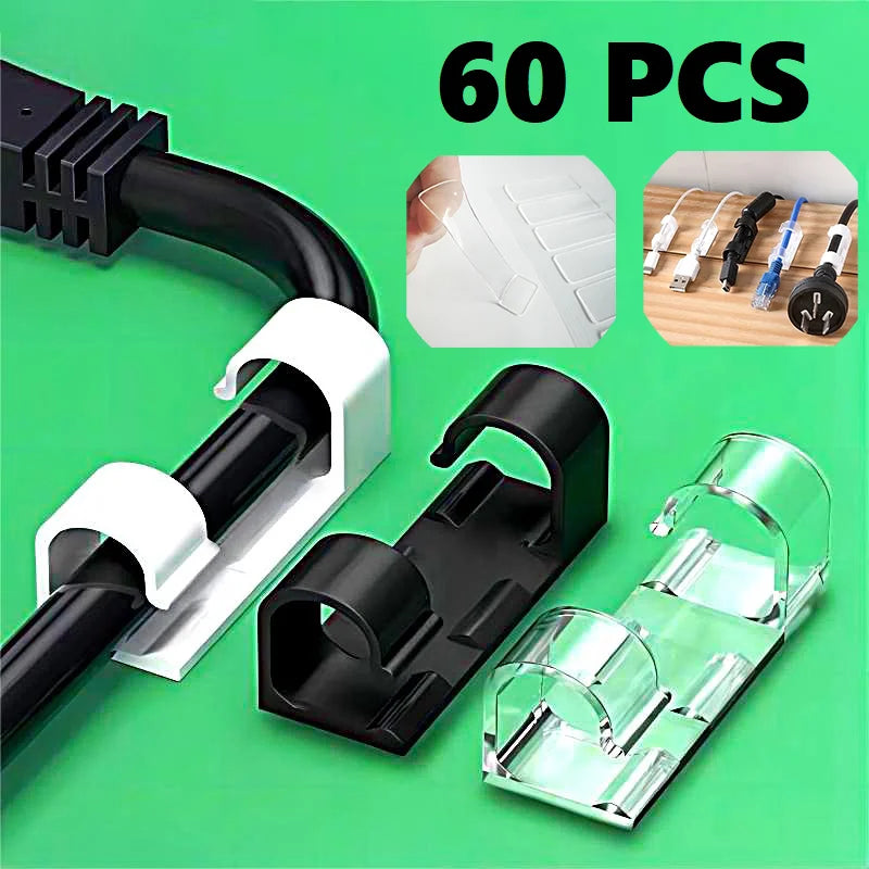 Cable Organiser Acrylic Cable Clips Cable Management Wire Winder Holder Reusable Adhesive Cable Organizer TV PC Wire Holder