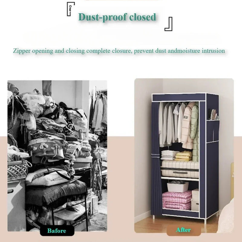 Simple Wardrobe Foldable Closet Minimalism Fabric Storage Cabinet Dust Proof Foldable Clothing Hanger Bedroom Clothing Cabinet