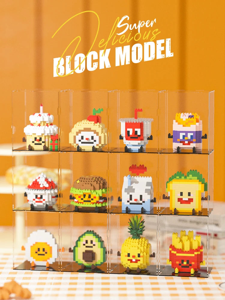 Food Building blocks Mini brick toy Fruit Burger Fries Avocado bread pineapple sandwich Milk drink Jigsaw Puzzle children's gift