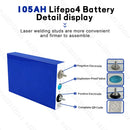 3.2V Lifepo4 Battery 105AH Brand New Lithium Iron Phosphate Cell DIY 12V 24V 48V for Camping Boat Golf Cart RV EV Forklift