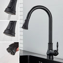Antique Brass Kitchen Faucet Pull Out Kitchen Sink Faucet Single Handle Faucet 360 Rotate Kitchen Tap Hot Cold Water Mixer Crane