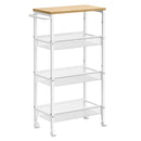 VASAGLE 4-Tier Trolley, Space-Saving Kitchen Cart with Wheels, Steel Frame, Handle, Trolley for Small Spaces, 22 x 45.5 x 77 cm