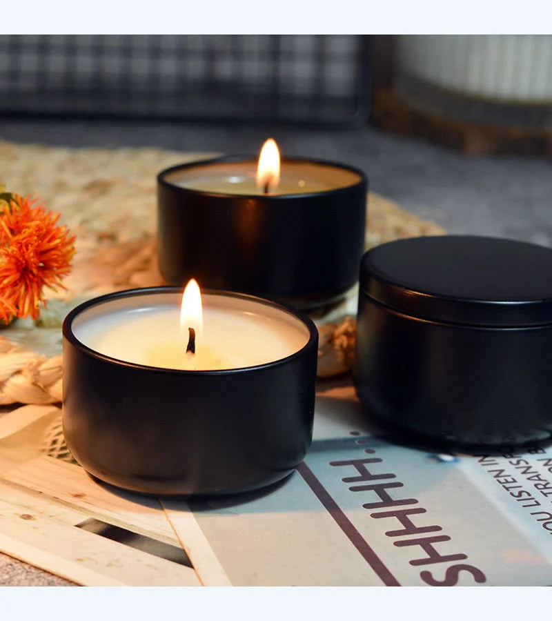 Burning 18h Citronella Anti-mosquito Aromatherapy Candles Black Tin Can Hotel Home Environment Friendly Soy Aromatic Candle