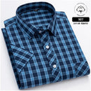 6XL Men's shirt Short sleeve Spring summer 100% cotton plaid Oxford non-ironing anti-wrinkle plus size casual shirt slim fit