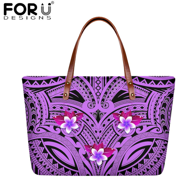 FORUDESIGNS High Quality Women Handbag Polynesian Pattern Hibiscus Flower Printing Personal Luxury Female Shoulder Bolsas