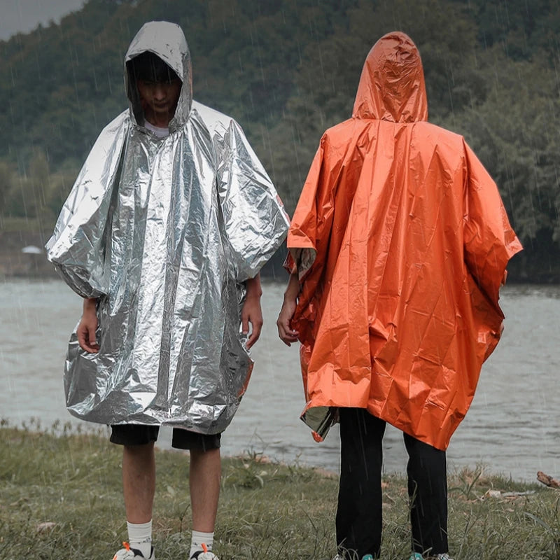 Outdoor Portable Multifunctional Raincoat Long Camping Hiking Raincoat Waterproof Windproof Lifesaving Emergency Reflective Suit