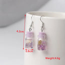 Purple Color Dangle Earrings for Women Bottle Pendants C-shaped Drop Earrings Flower Butterfly Earrings Party Gifts Wholesale