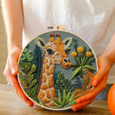 Beginner Embroidery Kit Cow Daisy Flower Embroidery Punch Needle Kit with Hoop Cloth Color Thread Colorful Handmade Craft Set