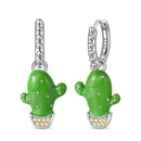 New 925 Silver Color Earrings Butterfly Firefly Ladybird Cactus Chameleon Star Double Hoop Earrings Fashion Party Unique Jewelry