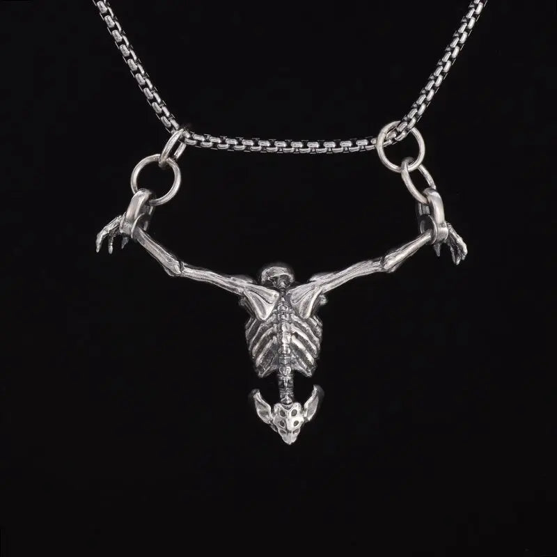 Silver Plated Captivity Skull Pendant Men\\'s Biker Punk Rock Necklace Gothic Halloween Jewelry Accessory