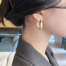2022 New Classic Copper Alloy Smooth Metal Hoop Earrings For Woman Fashion Korean Jewelry Temperament Girl's Daily Wear earrings
