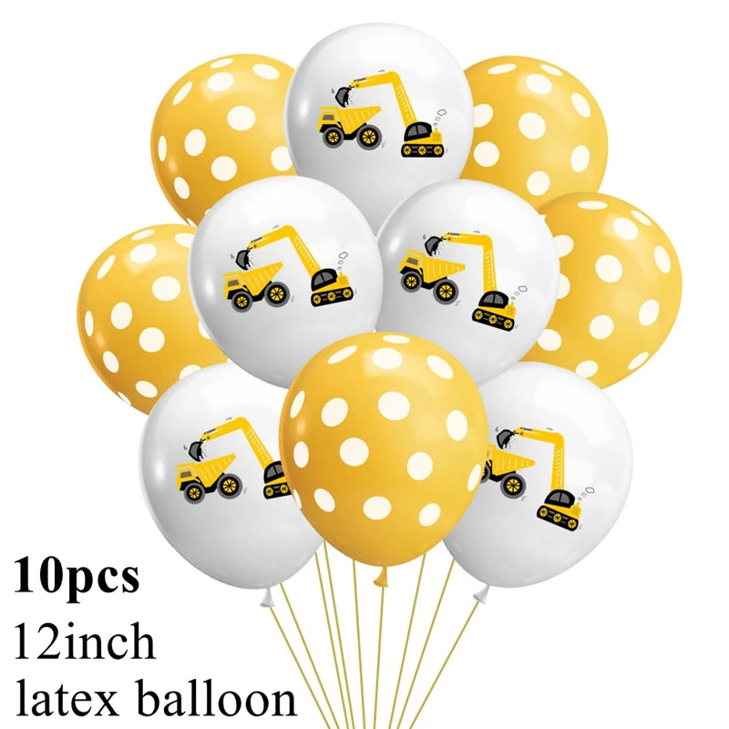 Excavator Crane Tractor Birthday Cake Topper Construction Party Cake Decor Kids Boy 1st Baby Shower One Year Happy Birthday Cake