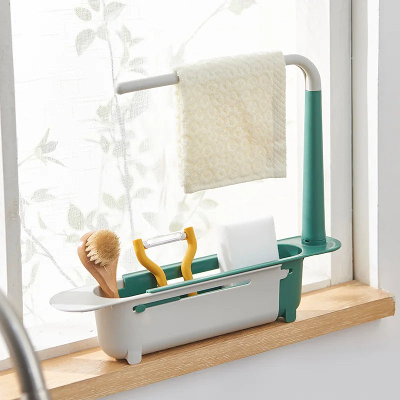 Telescopic Sink Shelf Kitchen Sink Drain Rack Storage Basket Kitchen Gadgets Accessories Tool Sinks Organizer Soap Sponge Holder