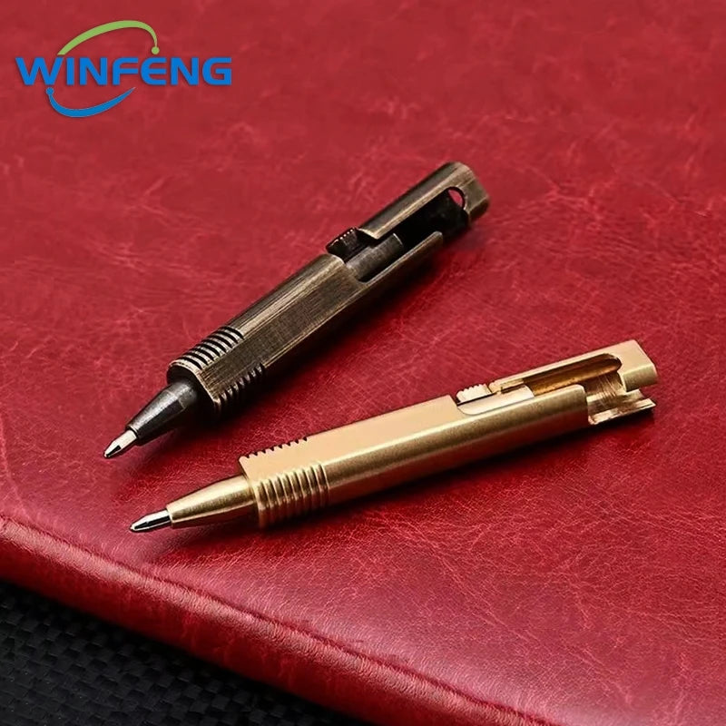 Creative Brass Ballpoint Pen Retro Business Signature Pen Outdoor Camping Tactical EDC Writing Tools Office School Stationery