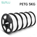 SUNLU PETG 1KG 3D Filament 1.75MM 5Rolls Arranged Neatly No Knots No Bubble Bright Color Exo-Friendly Good Toughness