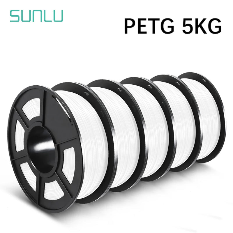 SUNLU PETG 1KG 3D Filament 1.75MM 5Rolls Arranged Neatly No Knots No Bubble Bright Color Exo-Friendly Good Toughness