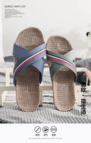 Mntrerm New style slippers Summer home men and women Summer linen lovers Home thick soled anti-skid indoor sandals Female summer