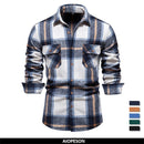 2023 New Autumn and Winter Thicken Plaid Shirt for Men Over Jacket Men Casual Classic Double Pockets Mens Shirts