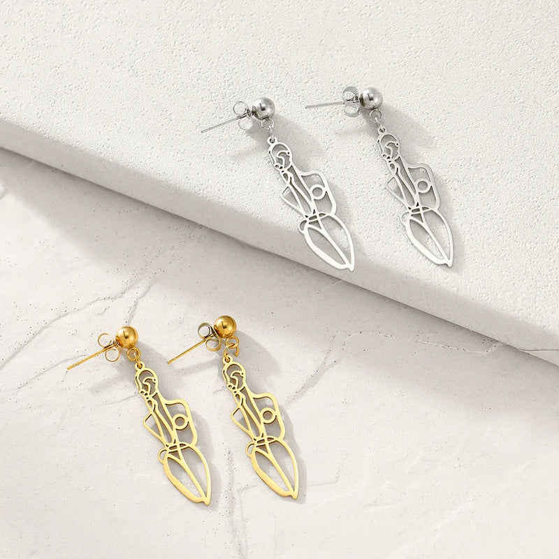 Stainless Steel Earrings Body Abstract Line Design Pendants Fashion Drop Earrings For Women Jewelry Wedding Modern Girls Gifts