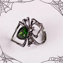 Gothic Crystal Ball Halloween Spider Finger Ring for Women Men Couple Unique Punk Jewelry Animal Party Daily Gift Accessories