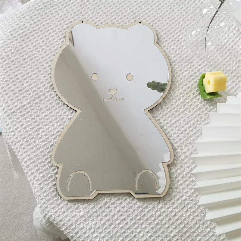Nordic Rabbit Bear Shaped Mirror Cartoon Acrylic Mirrors Desktop Ornaments Baby Children Room Decoration Home Decor Photo Props
