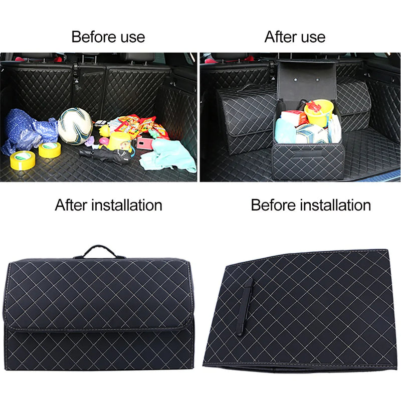 Car Trunk Organizer Box 40cm Auto Multiuse Tools Storage Bag Stowing Tidying Leather Folding For Emergency Storage Box