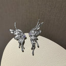 2023 New Y2K Aesthetic Punk Style Liquid Butterfly Earring for Woman Cool Metal Butterfly Earrings Jewelry Wholesale
