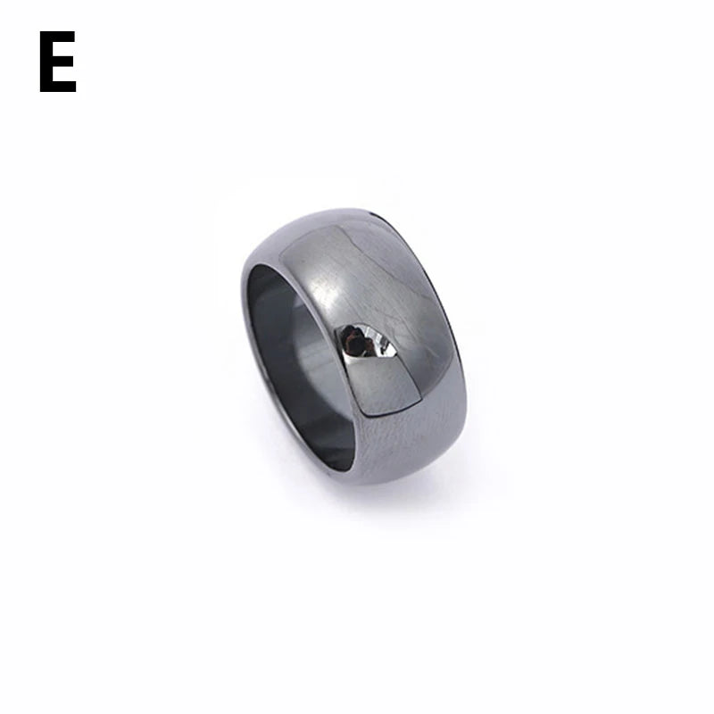 1PC Hematite Stone Rings for Women Men Natural Fashion Flat Plain Ring Couple Jewelry Gift Wedding Christmas Lovers Rings