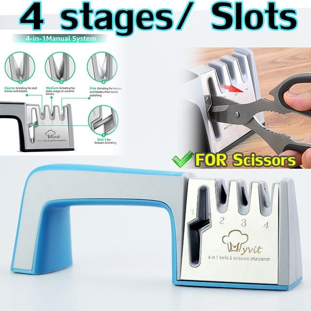 Knife Sharpener 4 Stages In 1 Professional Whetstone Kitchen Sharpening Stone Diamond Fine Scissors Grinder Chef Honing Tool