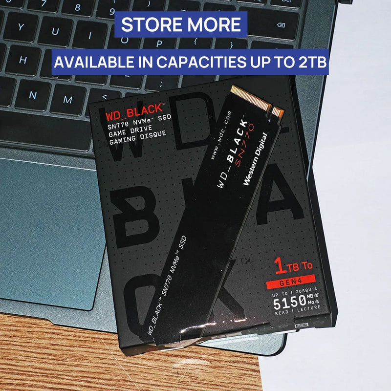 Western Digital WD BLACK SN770 NVMe SSD 2TB 1TB 500GB 250GB Internal Gaming Solid State Drive Gen4 PCIe M.2 2280 up to 5150 MB/s