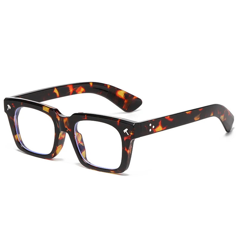 SO&EI Vintage Square Men Sunglasses Fashion Yellow Blue Shades UV400 Women Trending Rivets Punk Sun Glasses