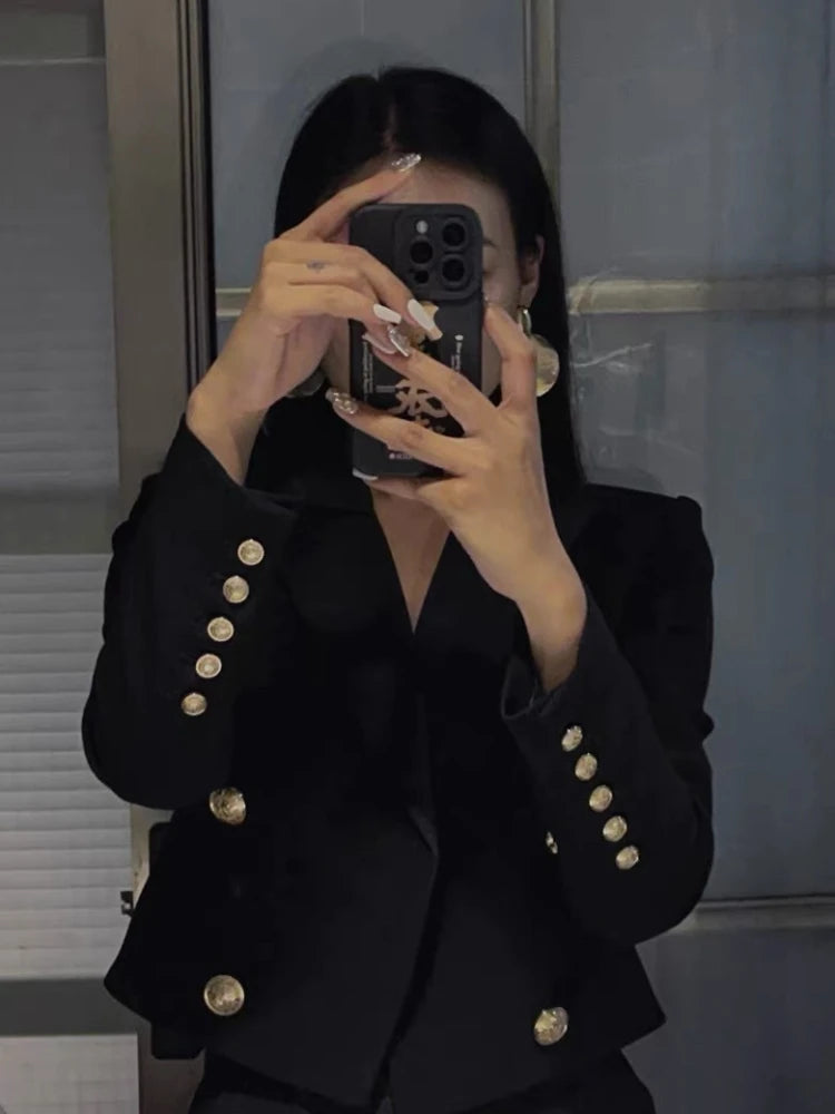 Fashion Simple Casual Long Sleeve Female Jackets Suit Collar Blazers Short Tops 2023 Autumn Korean Chic Elegant Women Coats
